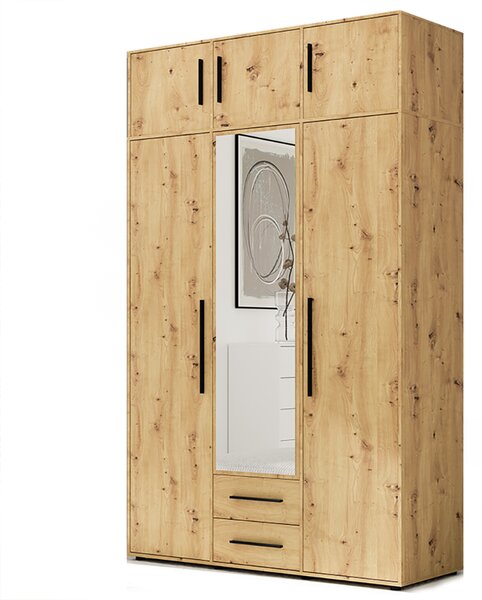 MAXIONE a | šatní skříň SZ3D2SZ + nástavec | se zrcadlem | 150 cm | artisan