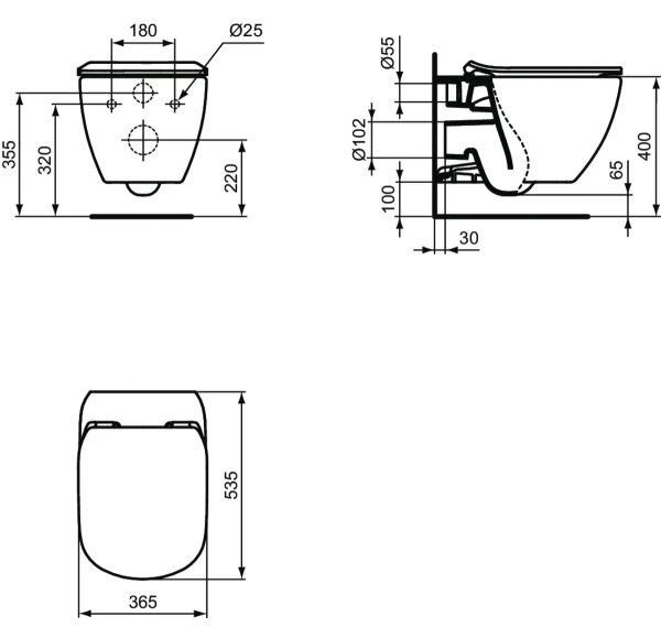 Ideal Standard T354601 - Závěsné WC s prkénkem SoftClose TESI keramika/bílá