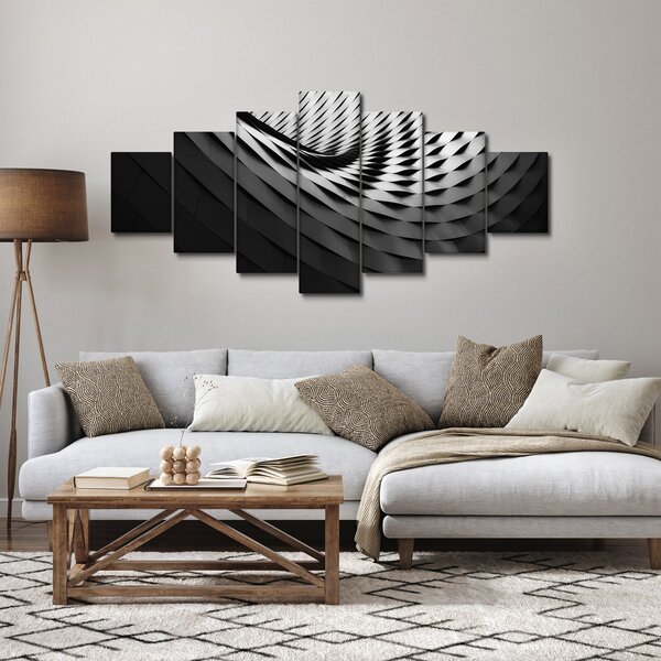 Abstraktní obraz - černobílá spirála (210x100 cm)