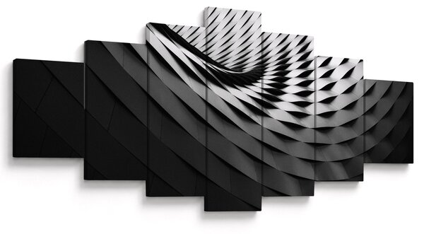 Abstraktní obraz - černobílá spirála (210x100 cm)