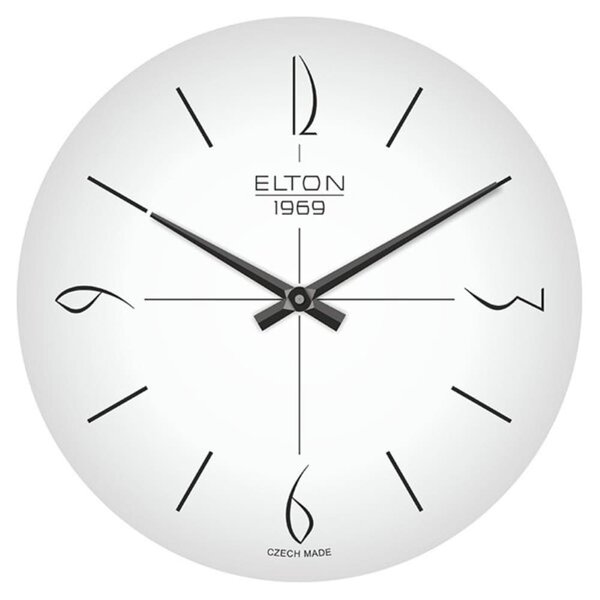 ELTON Brusel – bílé Skleněné nástěnné hodiny vycházející z designu stejnojmenných hodinek PRIM E19.4726.00.006718
