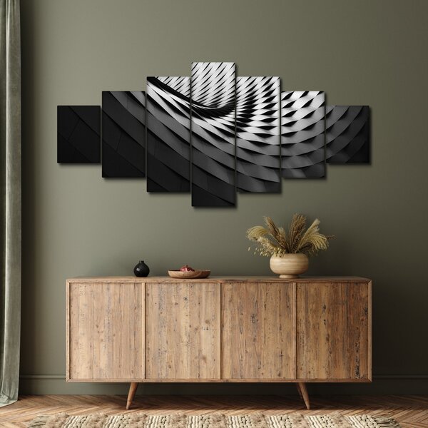 Abstraktní obraz - černobílá spirála (210x100 cm)