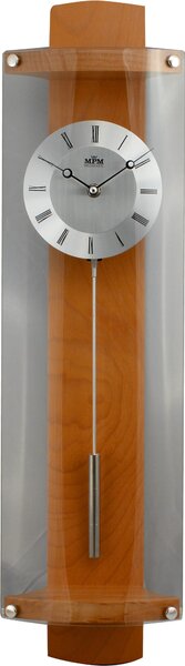 MPM Dřevěné kyvadlové hodiny v moderním stylu s prvky kovu E05.2707.50
