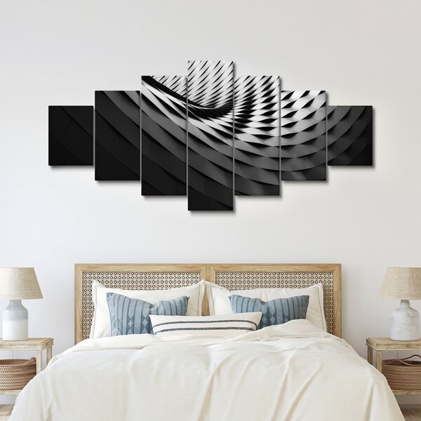 Abstraktní obraz - černobílá spirála (210x100 cm)