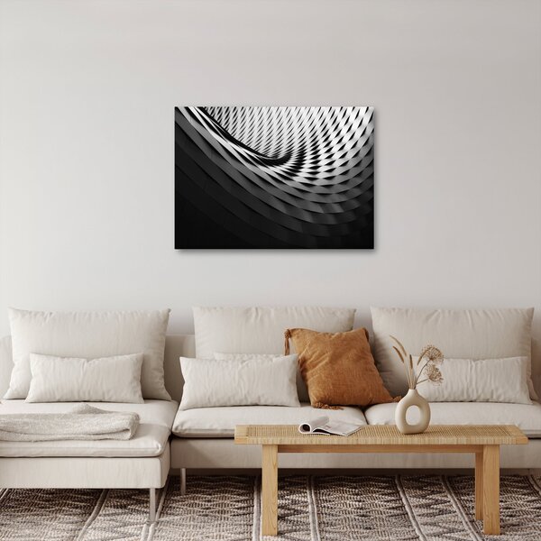 Abstraktní obraz - černobílá spirála (70x50 cm)