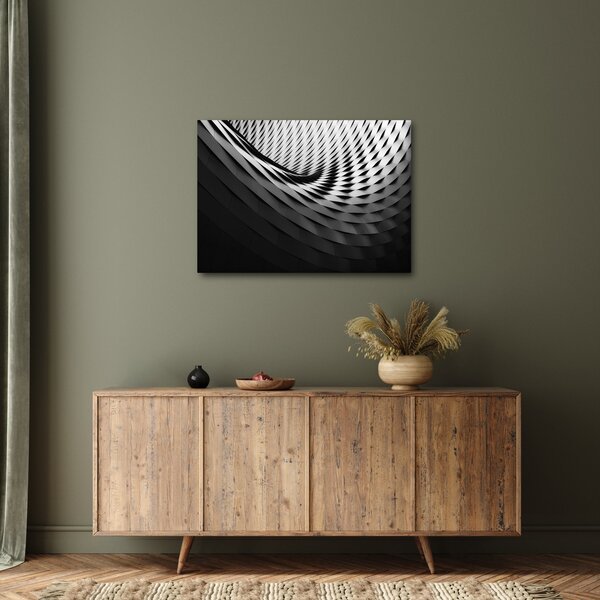 Abstraktní obraz - černobílá spirála (70x50 cm)