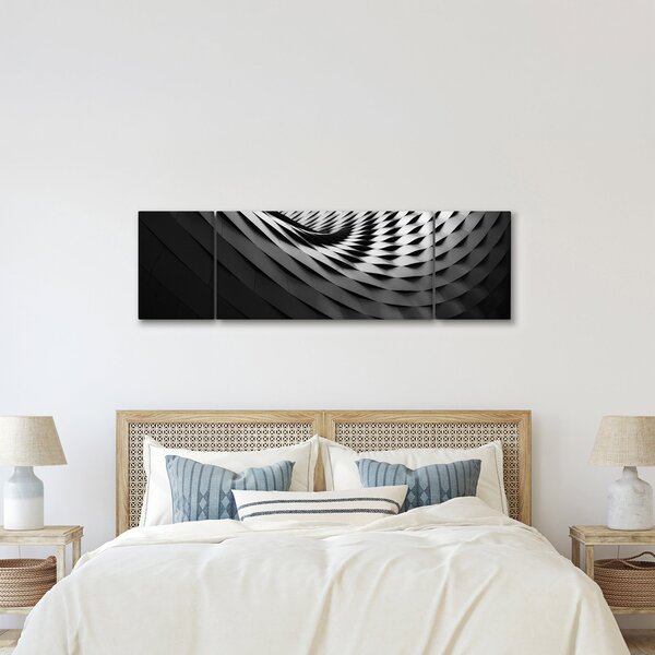 Abstraktní obraz - černobílá spirála (170x50 cm)