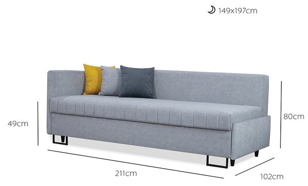 Pohovka JUNIOR | 211 cm | LEVÁ | rozkládací + úložný prostor | velká spací plocha 149x197 cm | VÝBĚR TKANIN