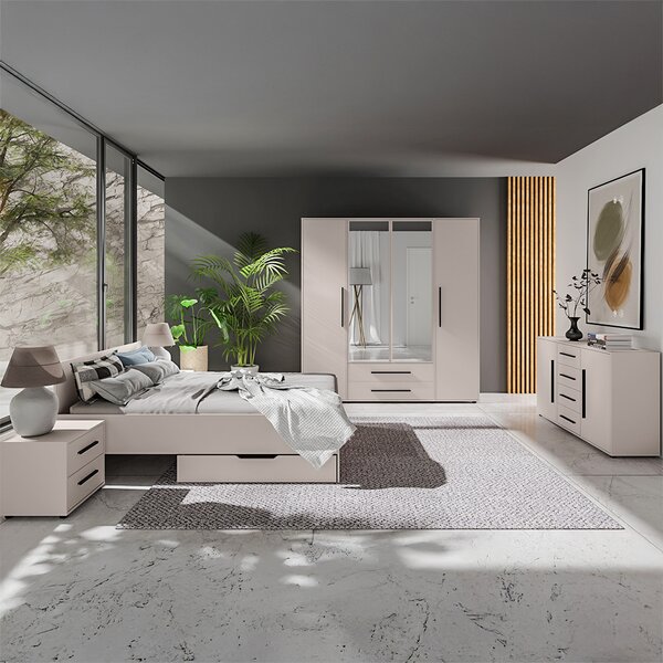 MAXIONE k | šatní skříň SZ3D2SZ + nástavec | se zrcadlem | 150 cm | kašmír