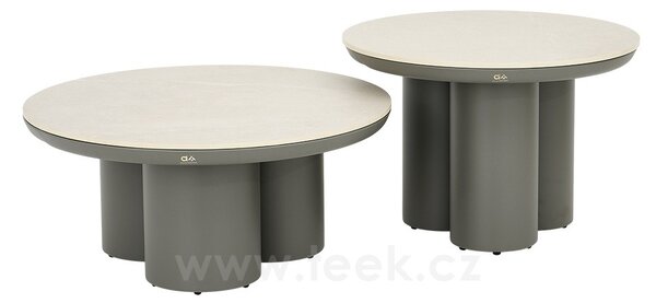 Apple Bee Konferenční stolky Tonga (sada 2 ks), Apple Bee, kulaté, průměr 80 cm + 60 cm, rám Black (černý), deska keramický kompozit dekor Light Grey