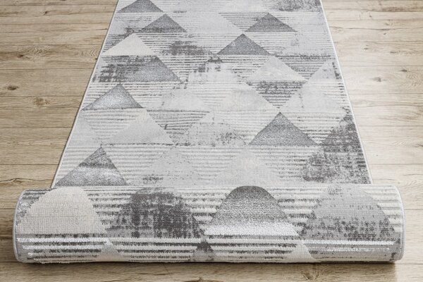Běhoun LIRA E1627 Trojúhelníky geometrický, strukturální, glamour - šedý