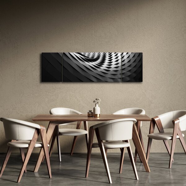 Abstraktní obraz - černobílá spirála (170x50 cm)