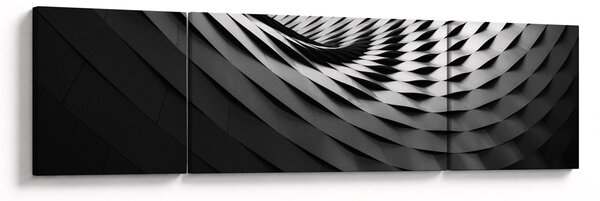 Abstraktní obraz - černobílá spirála (170x50 cm)