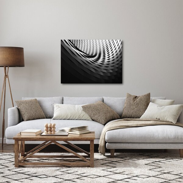 Abstraktní obraz - černobílá spirála (70x50 cm)