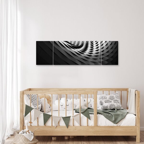Abstraktní obraz - černobílá spirála (170x50 cm)