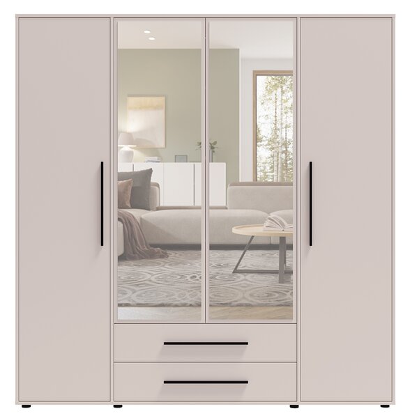 MAXIONE k | šatní skříň SZ4D2SZ MX-13 se zrcadly | 197,6 cm | kašmír