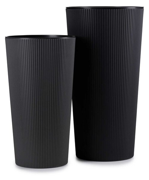 PLASTOVÝ KVĚTINÁČ URBANIKA ECO SADA 2KS 57X30 CM+46,6X25,5 CM ČERNÁ