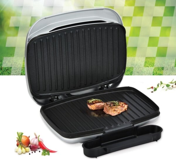 Heinner HEG-F1000SL - Kontaktní gril 1000W/230V matný chrom/černá