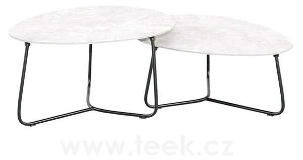 Apple Bee Konferenční stolky Pine Key (sada 2 ks), Apple Bee, 85x65x36/44 cm, rám barva Bronze, deska keramický kompozit dekor Cream