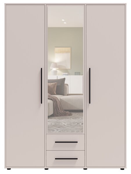 MAXIONE k | šatní skříň SZ3D2SZ MX-12 se zrcadlem | 150 cm | kašmír