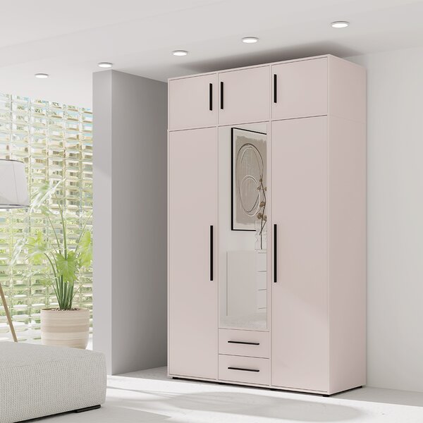 MAXIONE k | šatní skříň SZ3D2SZ + nástavec | se zrcadlem | 150 cm | kašmír