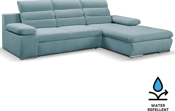 Sedací souprava GRECO MINI | 278x185 cm | PRAVÁ | 74 modrá WATER REPELLENT | rozkládací + úložný prostor