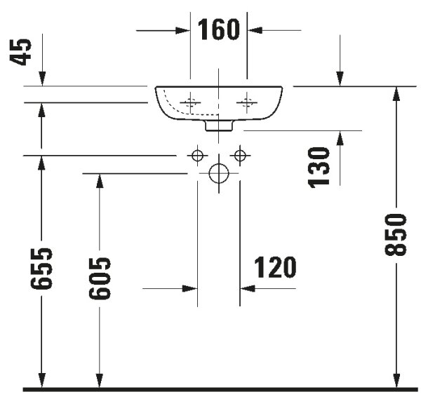 Duravit 7053600082 - Závěsné umyvadlo D-CODE 36x27 cm keramika/lesklá bílá