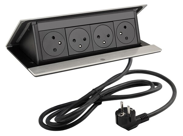 LEGRAND PopUp, 4x230V, elektrická zásuvka, 492659 eloxovaný hliník