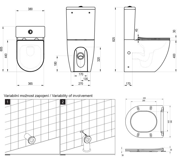 Ravak X01870 - WC kombi Rimless s prkénkem SoftClose OPTIMA keramika/bílá