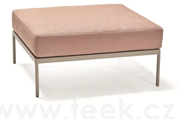 Stern Podnožka Coco, Stern, 82x82x39 cm, rám lakovaný hliník šedobéžový (greige), výplet textilen sesame, venkovní látka Ivory (100% akryl)