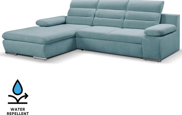 Sedací souprava GRECO MINI | 185x278 cm | LEVÁ | 74 modrá WATER REPELLENT | rozkládací + úložný prostor