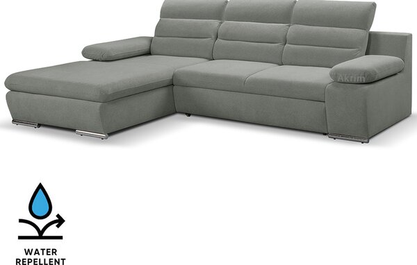 Sedací souprava GRECO MINI | 185x278 cm | LEVÁ | 93 šedá WATER REPELLENT | rozkládací + úložný prostor