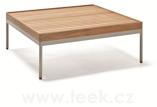 Stern Konferenční stolek větší Coco, Stern, čtvercový 80x80x40 cm, rám hliník Greige, deska teak