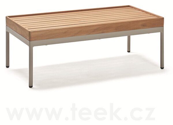 Stern Konferenční stolek malý Coco, Stern, obdélníkový 80x40x40 cm, rám hliník Greige, deska teak