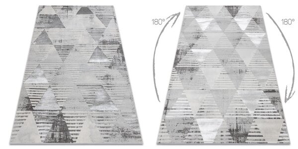 Koberec LIRA E1627 Trojúhelníky geometrický, strukturální, glamour - šedý