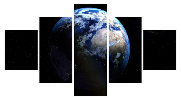 Obraz Země a Měsíce (125x70 cm)