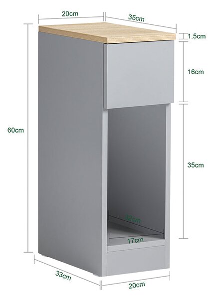 SoBuy FBT111-HG Noční stolek Rozkládací stolek Odkládací stolek Telefonní stolek Světle šedá 20x60x35cm