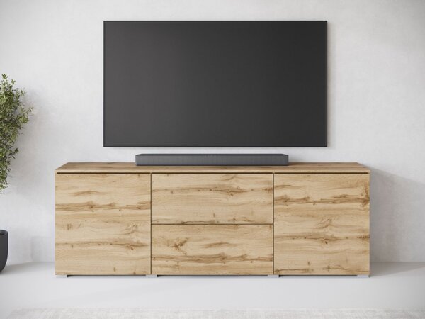 TV skříňka/stolek Sawoti 181, Barva: černý grafit, Osvětlení: osvětlení LED - bílé 5903211409387
