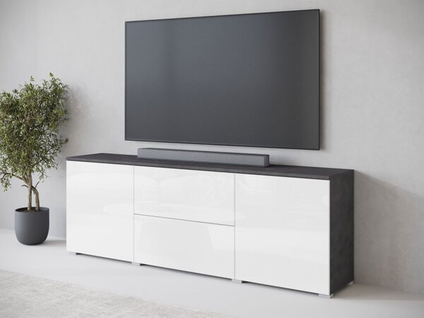 TV skříňka/stolek Sawoti 181, Barva: černý grafit, Osvětlení: osvětlení LED - bílé 5903211409387
