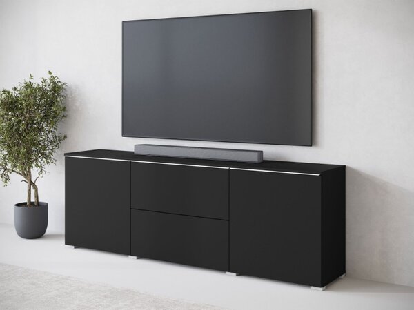 TV skříňka/stolek Sawoti 181, Barva: černý grafit, Osvětlení: osvětlení LED - bílé 5903211409387