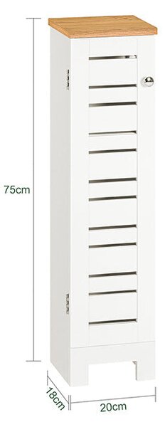 SoBuy BZR85-W Stojící držák toaletního papíru Boční skříňka Koupelnový nábytek Bílá-příroda 20x75x18cm