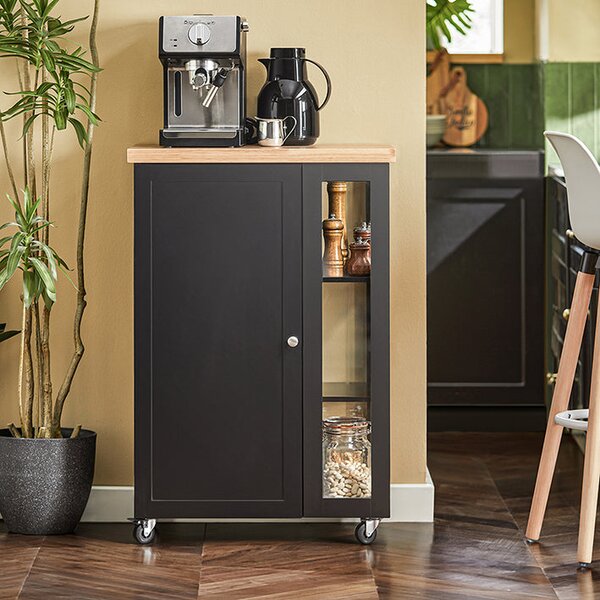 SoBuy FKW75-SCH Kuchyňský vozík Servírovací vozík Boční vozík Černá 60x90x40cm