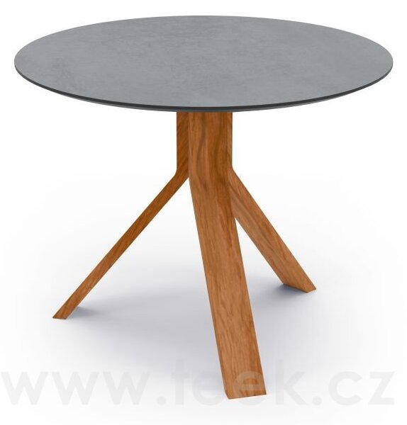 Stern Odkládací stolek Freddie, Stern, kulatý 60x48 cm, rám teak, deska HPL Quartz