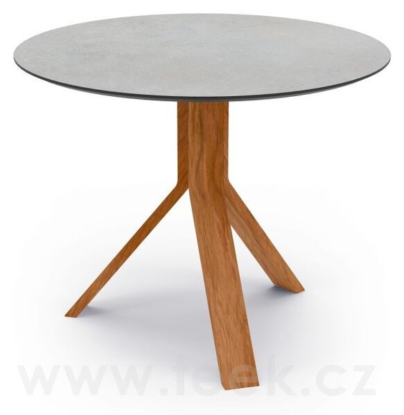 Stern Odkládací stolek Freddie, Stern, kulatý 65x53 cm, rám teak, deska HPL Cement light