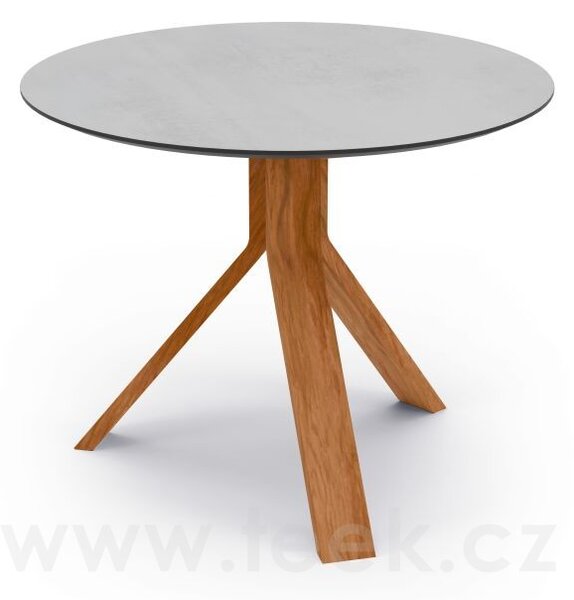Stern Odkládací stolek Freddie, Stern, kulatý 60x48 cm, rám teak, deska HPL Quartz