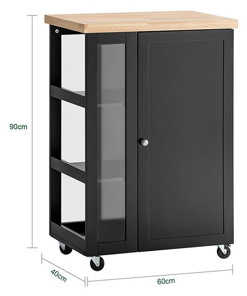 SoBuy FKW75-SCH Kuchyňský vozík Servírovací vozík Boční vozík Černá 60x90x40cm