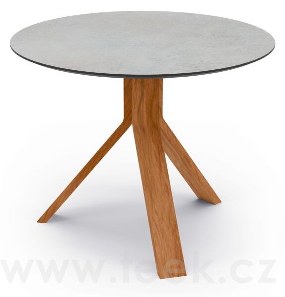 Stern Odkládací stolek Freddie, Stern, kulatý 60x48 cm, rám teak, deska HPL Quartz