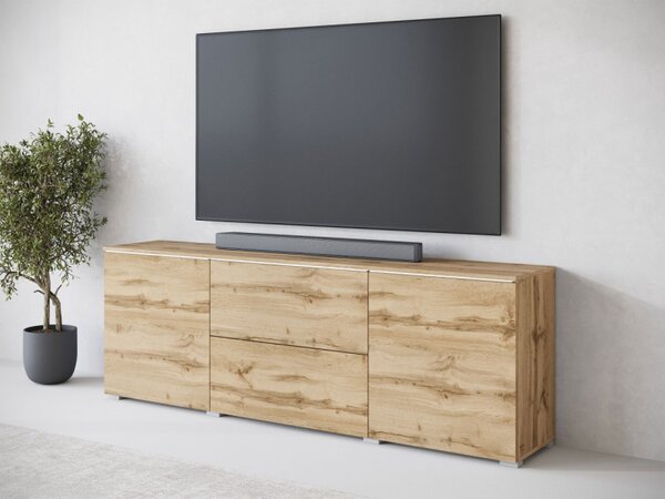 TV skříňka/stolek Sawoti 181, Barva: wotan, Osvětlení: osvětlení LED - bílé 5903211409394