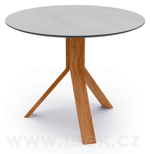 Stern Odkládací stolek Freddie, Stern, kulatý 65x53 cm, rám teak, deska HPL Cement light