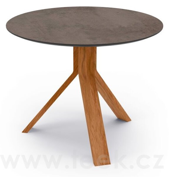Stern Odkládací stolek Freddie, Stern, kulatý 60x48 cm, rám teak, deska HPL Quartz